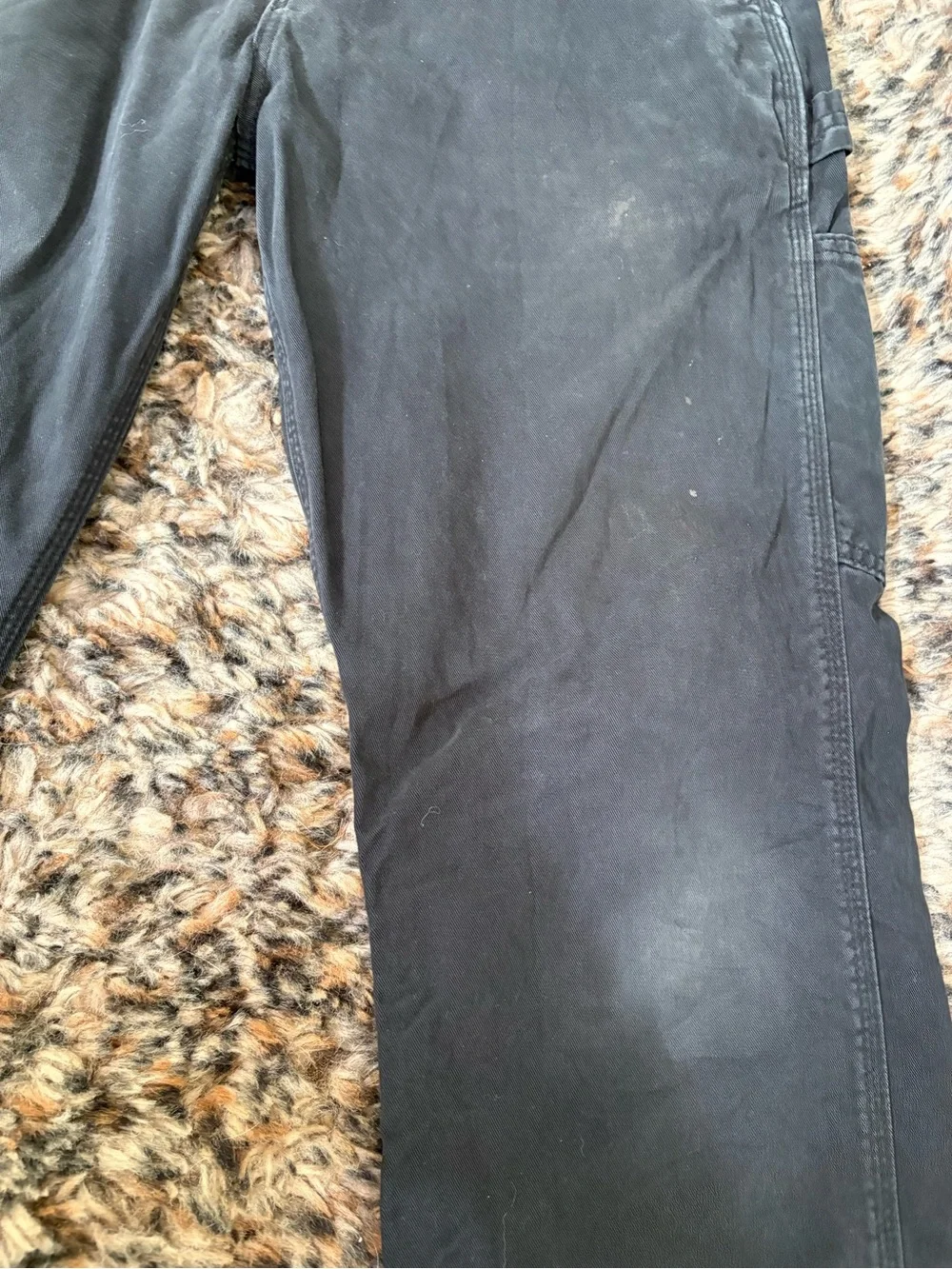 Carhartt Men's 32X32 Black Utility Work Wear Relaxed Fit Carpenter Pants stains